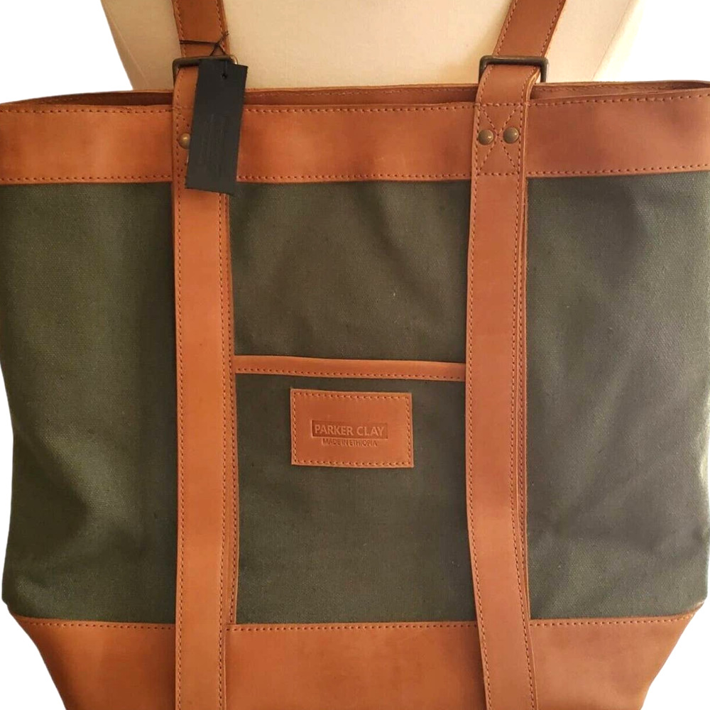 Parker Clay Rincon Leather Canvas Backpack New w/ Tags Ethiopian Retail New $228